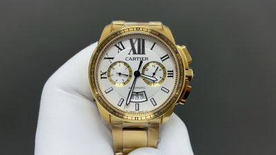 Cartier Calibre De 9100 Movement Complications Sapphire Glass Stainless Steel Strap Men Watch